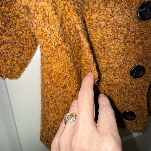 One girl Who Cozy rusty hooded Button-Up 3-4 sleeve Sweater Size S (no tag) VGUC - Picture 3 of 8